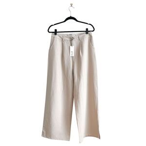 NWT Molly Bracken Womens Woven High Waist Wide Leg Woven Pants Tan Size M